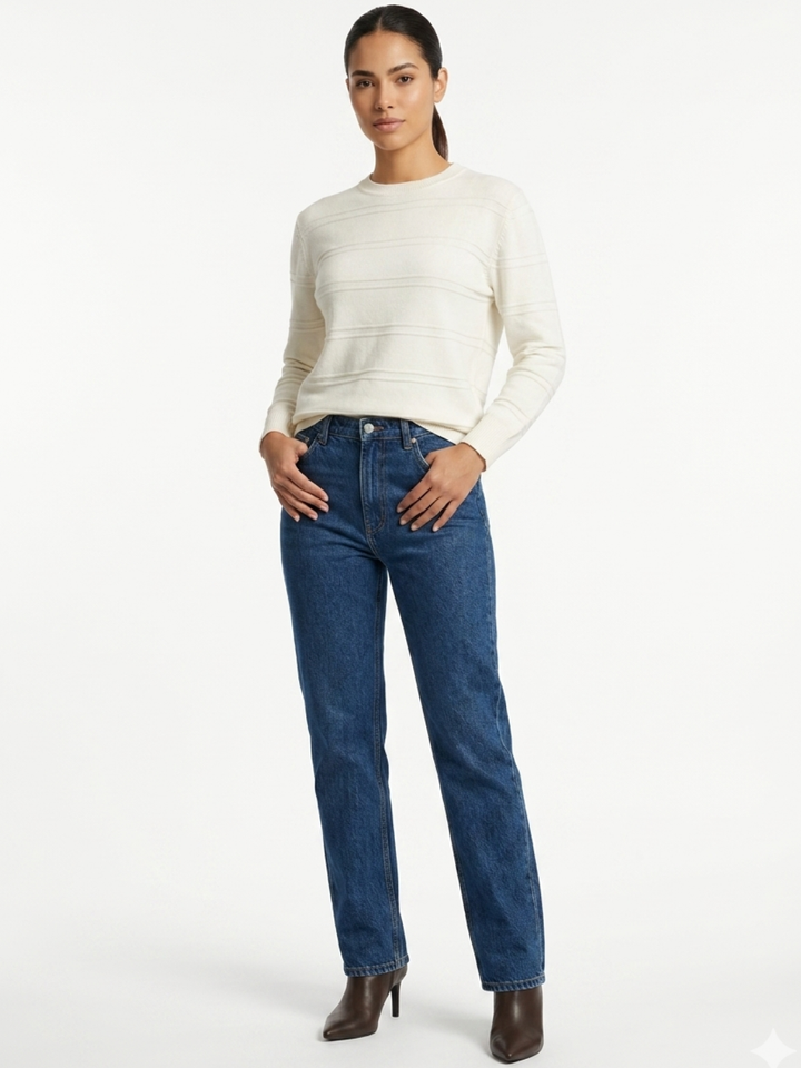 CHOMPA TEJIDA CON CUELLO REDONDO CANI PERLA