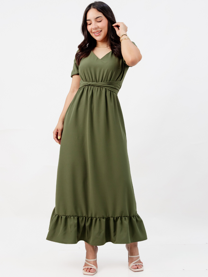 VESTIDO CASUAL LARGO REBECA VERDE