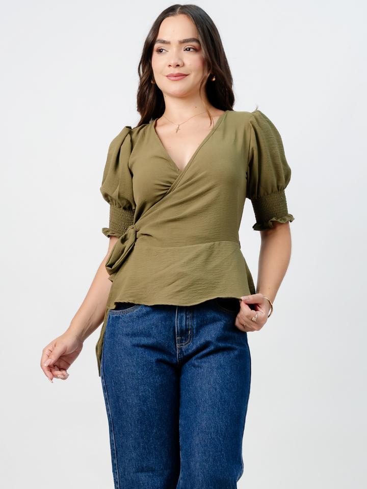 BLUSA PEPLUM ENVOLVENTE JACKIE VERDE