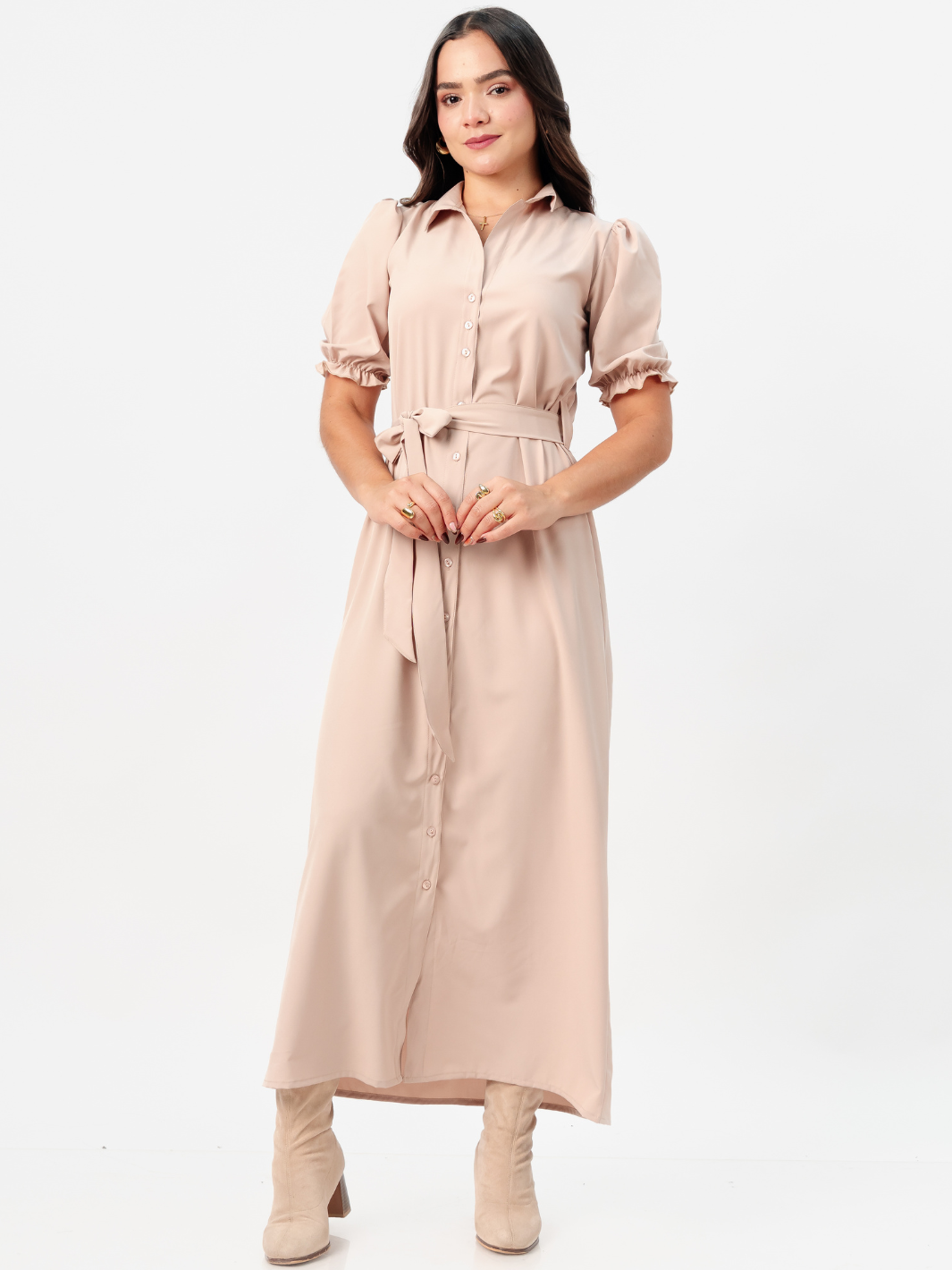 VESTIDO CAMISERO CON CINTURON ASIA NUDE