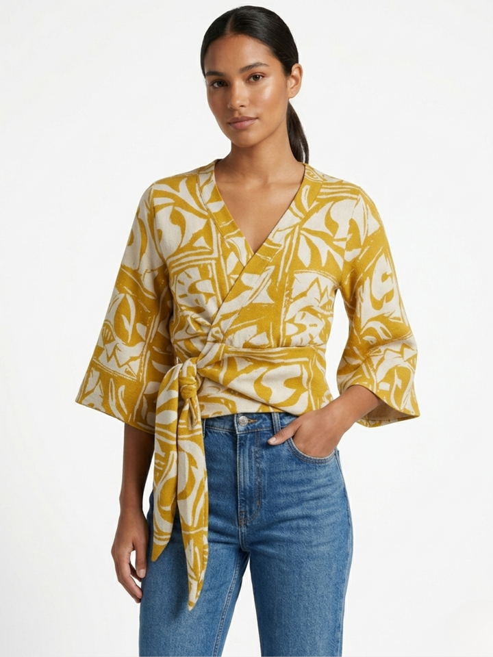 BLUSA ENVOLVENTE GERALDINE MOSTAZA