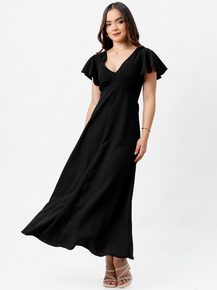 VESTIDO LARGO CORTE A BRENDA NEGRO