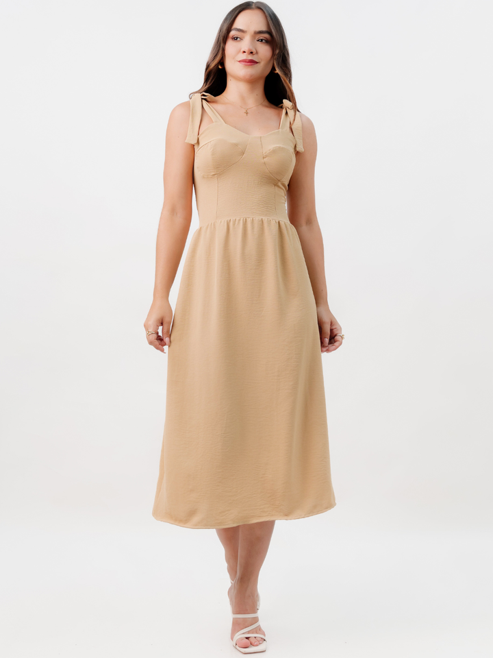 VESTIDO MIDI ESTILO CORSET LEYDI NUDE