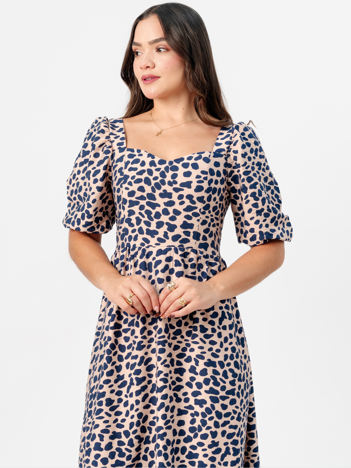 VESTIDO LARGO CON ESCOTE CORAZON FIORELLA MOCA / AZUL