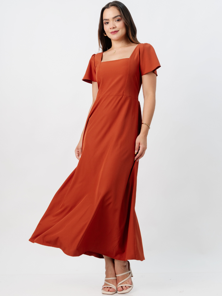 VESTIDO CASUAL LARGO AMELIA RUST