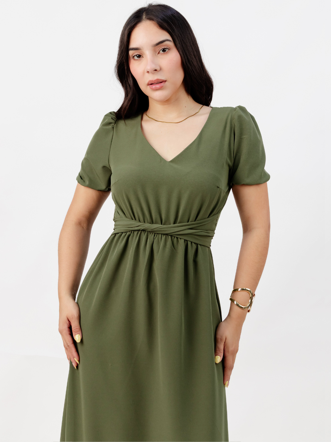 VESTIDO CASUAL LARGO REBECA VERDE