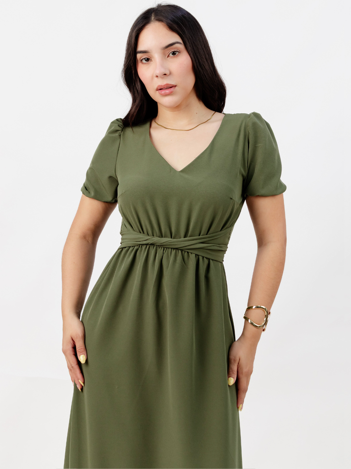 VESTIDO CASUAL LARGO REBECA VERDE