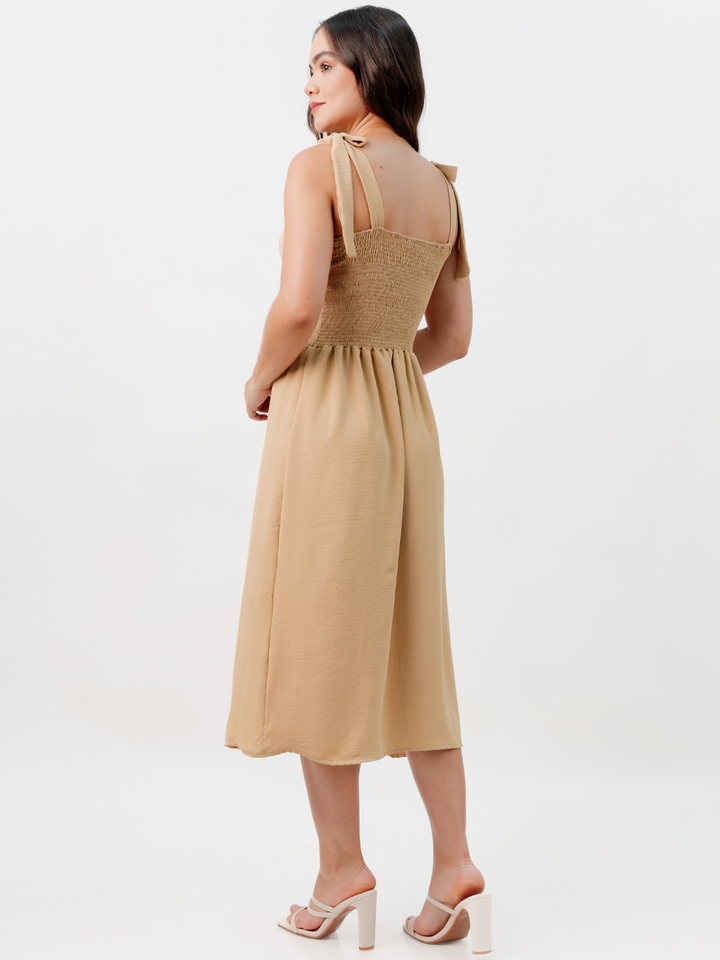 VESTIDO MIDI ESTILO CORSET LEYDI NUDE