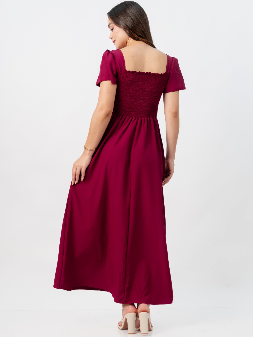 VESTIDO CASUAL LARGO AMELIA VINO