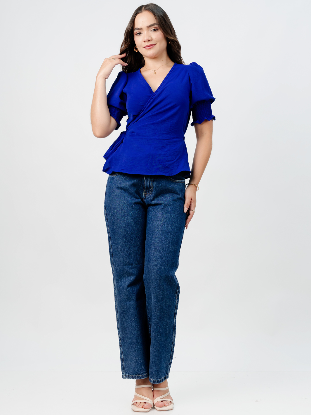 BLUSA PEPLUM ENVOLVENTE JACKIE AZULINO