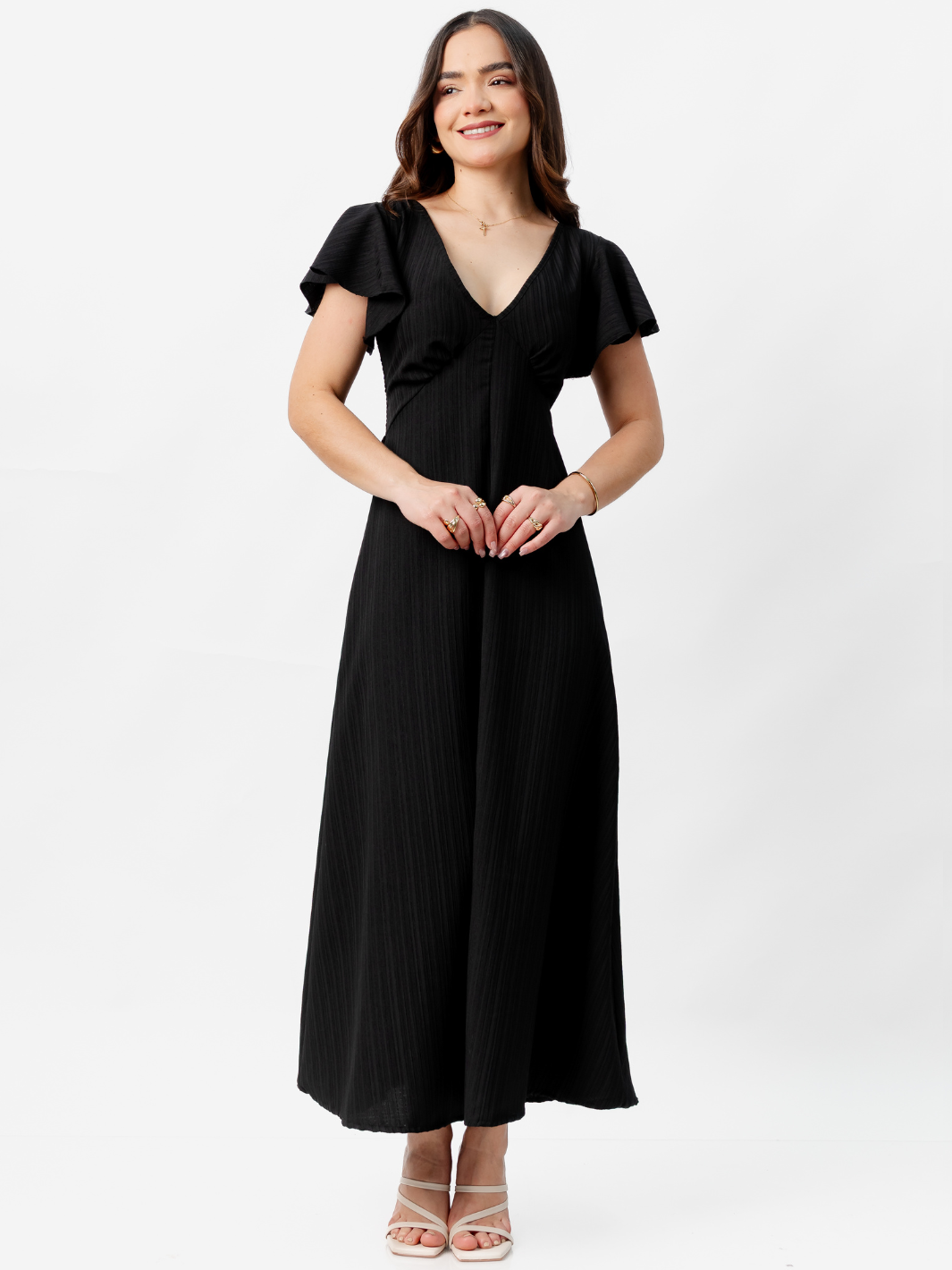 VESTIDO LARGO CORTE A BRENDA NEGRO