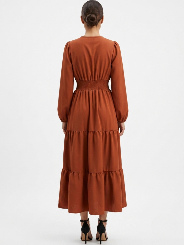 VESTIDO CASUAL CON FALDA EN TIEMPOS MEILYN RUST