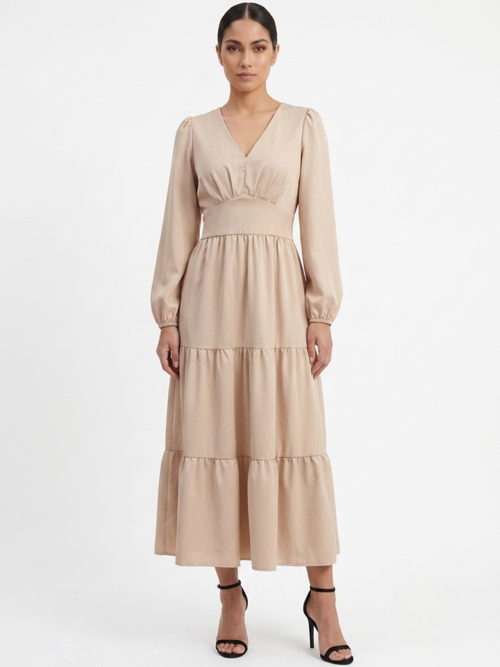 VESTIDO CASUAL CON FALDA EN TIEMPOS MEILYN NUDE