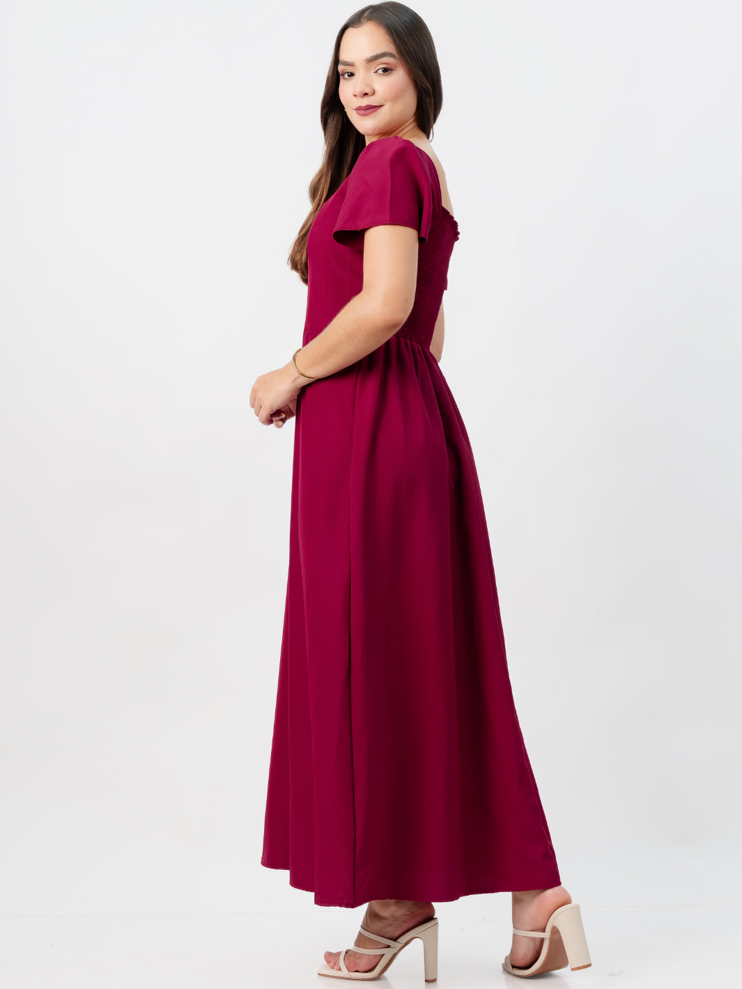 VESTIDO CASUAL LARGO AMELIA VINO