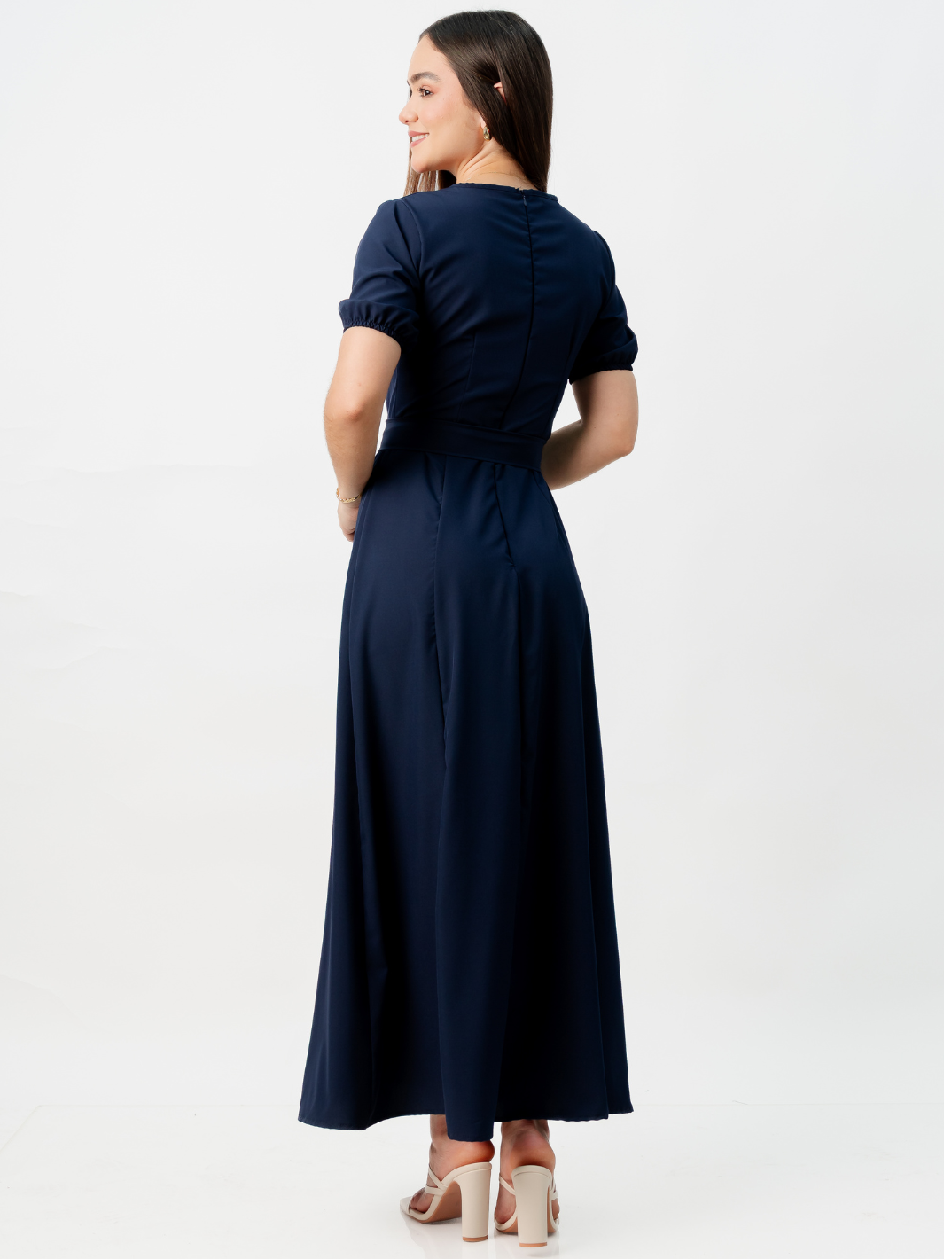 VESTIDO CASUAL LARGO EN CORTE A FERGIE AZUL