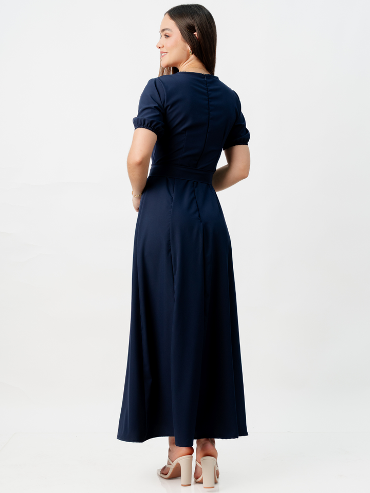 VESTIDO CASUAL LARGO EN CORTE A FERGIE AZUL