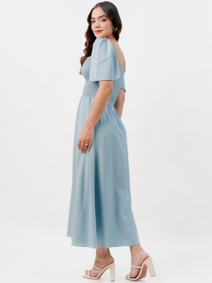 VESTIDO CASUAL LARGO LUCRECIA CEMENTO