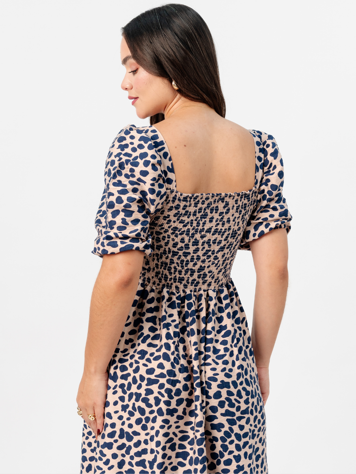 VESTIDO LARGO CON ESCOTE CORAZON FIORELLA MOCA / AZUL