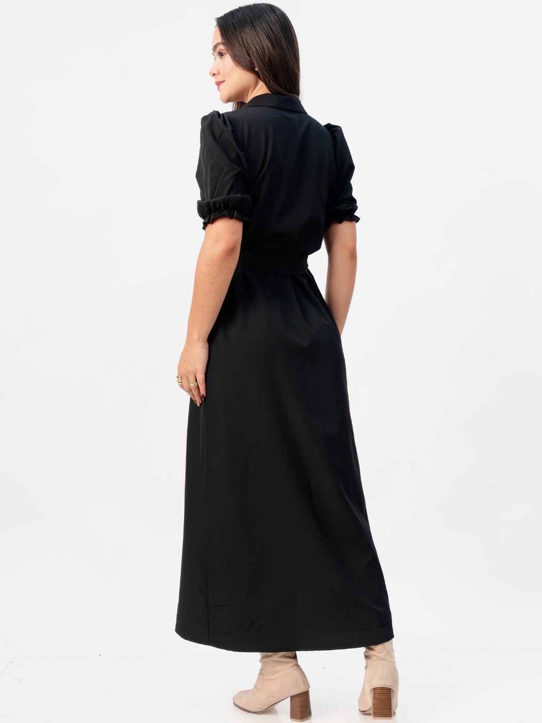VESTIDO CAMISERO CON CINTURON ASIA NEGRO