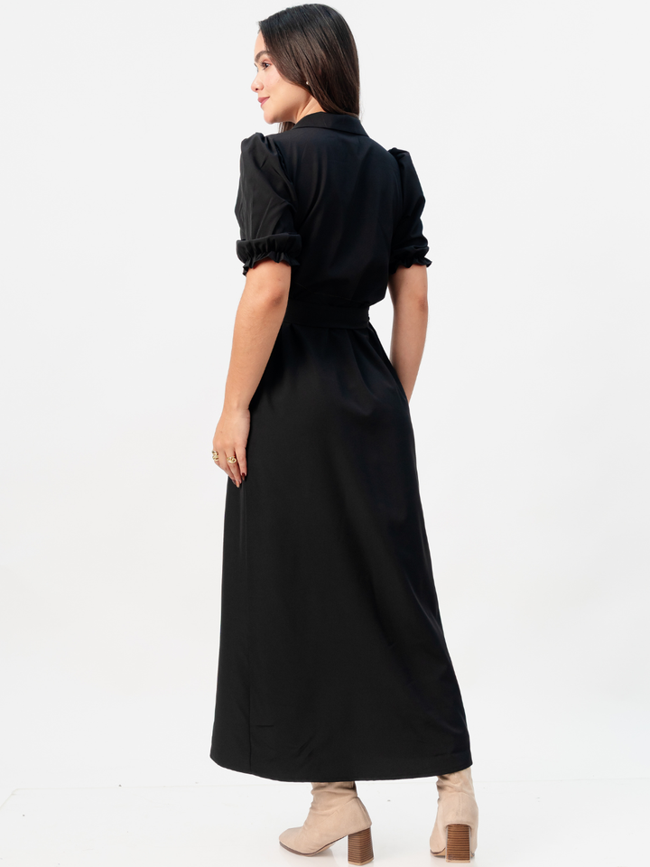 VESTIDO CAMISERO CON CINTURON ASIA NEGRO