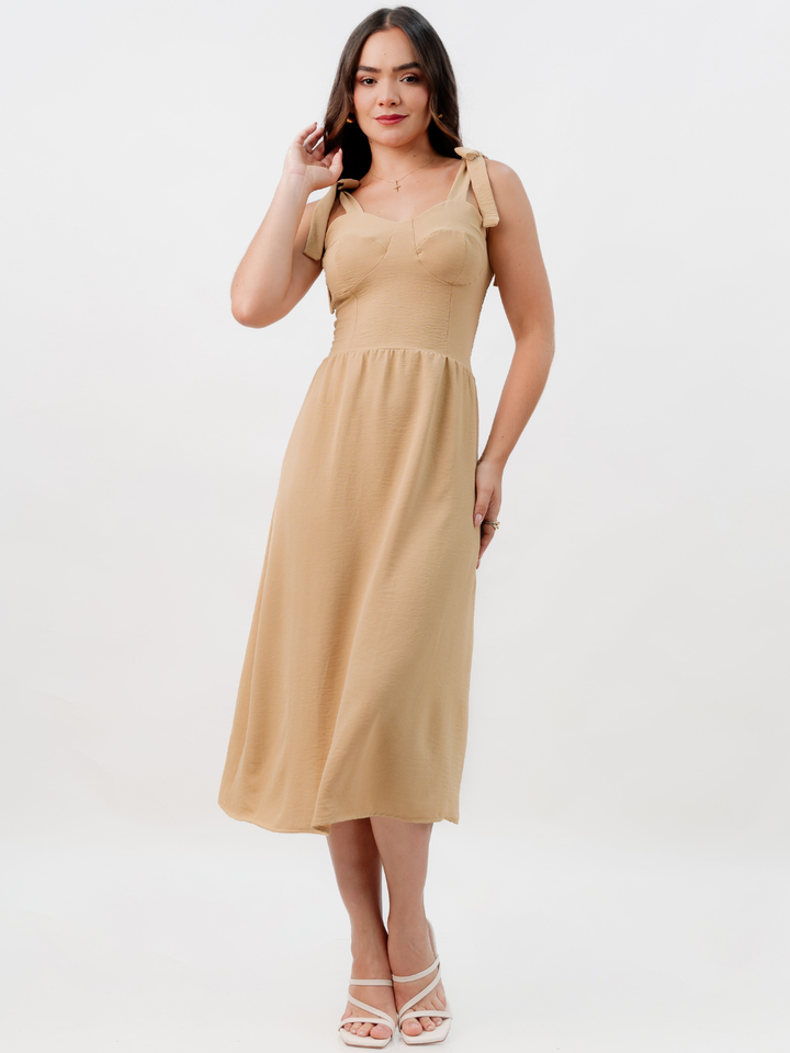 VESTIDO MIDI ESTILO CORSET LEYDI NUDE