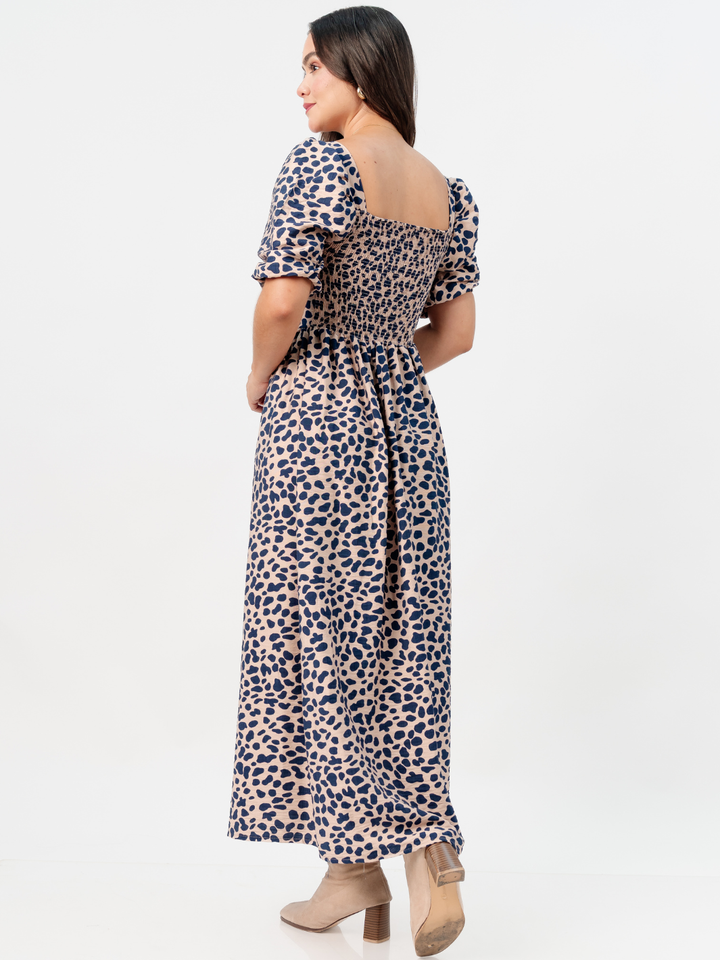 VESTIDO LARGO CON ESCOTE CORAZON FIORELLA MOCA / AZUL