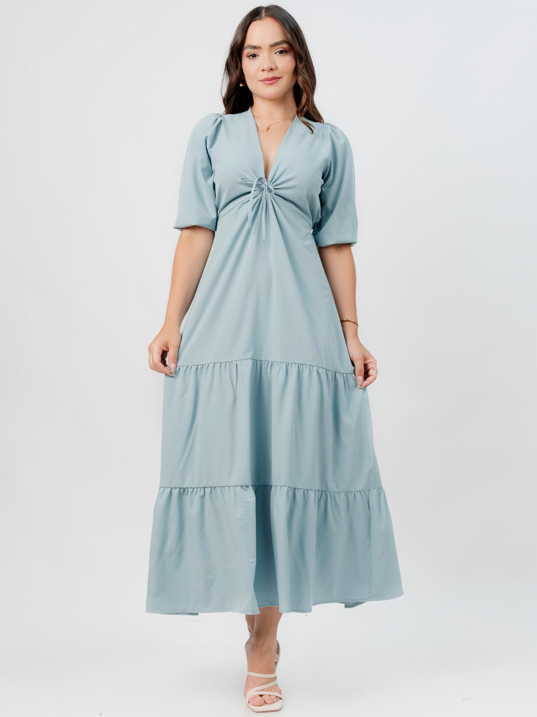 VESTIDO CASUAL LARGO TIZIANA CEMENTO