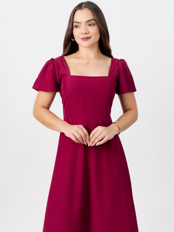 VESTIDO CASUAL LARGO AMELIA VINO