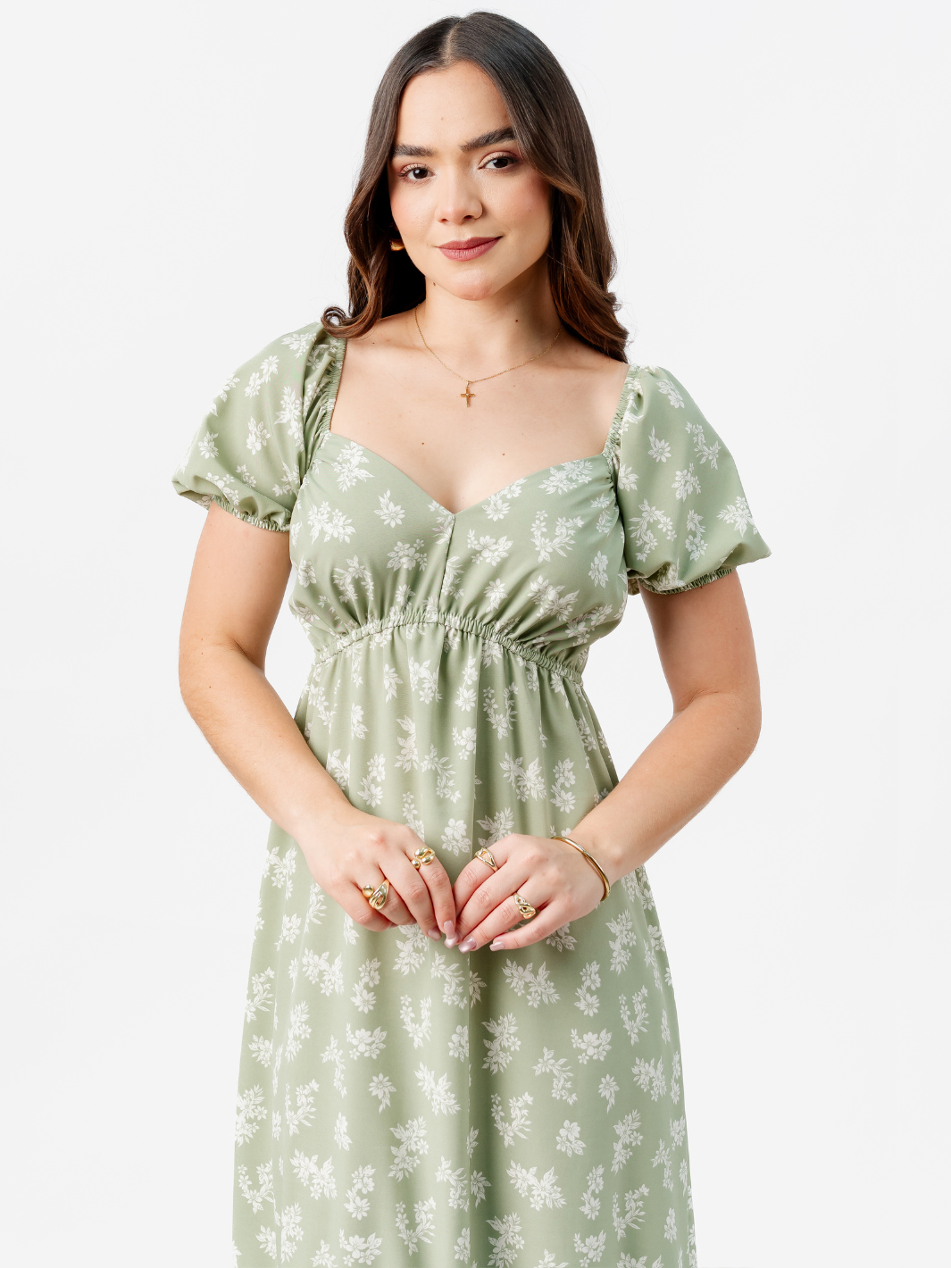 VESTIDO CASUAL LARGO CON BOBO SORAYA VERDE