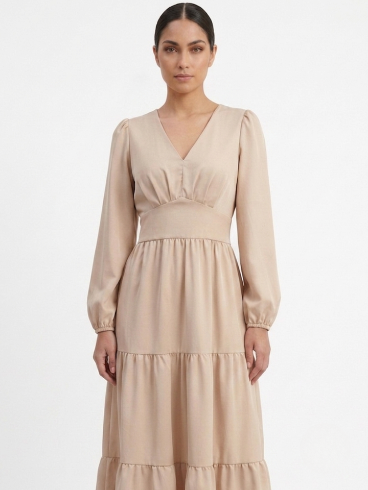 VESTIDO CASUAL CON FALDA EN TIEMPOS MEILYN NUDE
