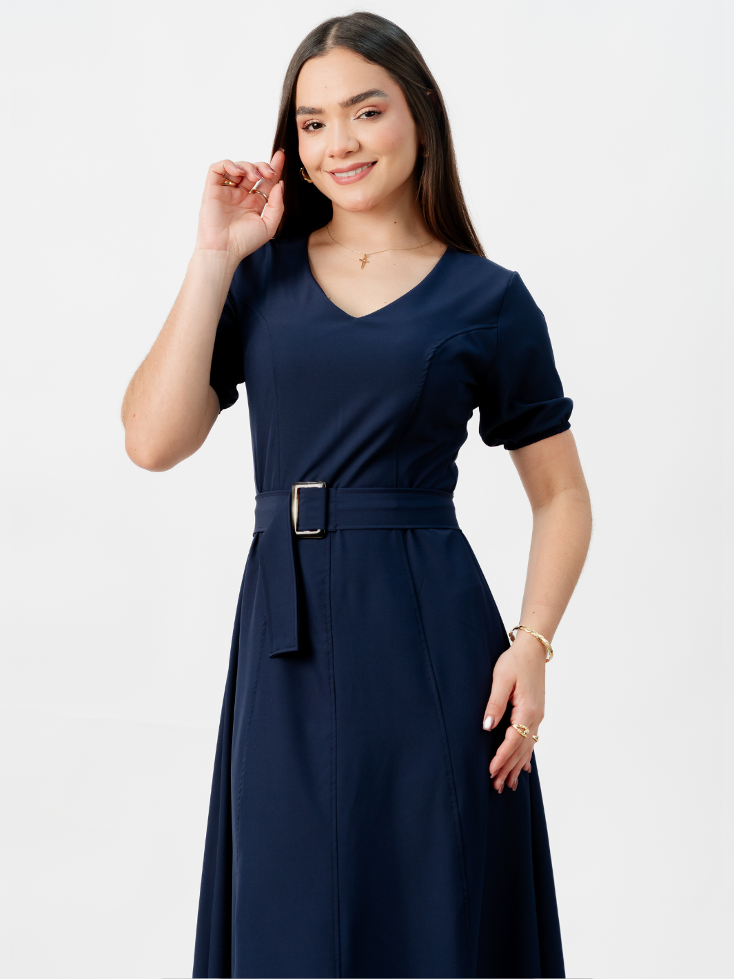 VESTIDO CASUAL LARGO EN CORTE A FERGIE AZUL