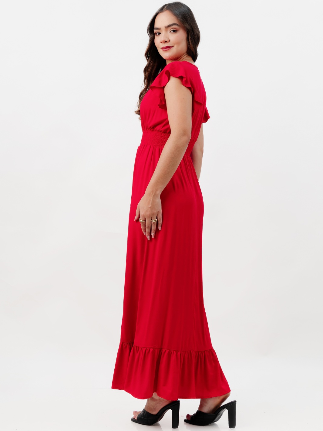 VESTIDO CASUAL LARGO SAYURI ROJO