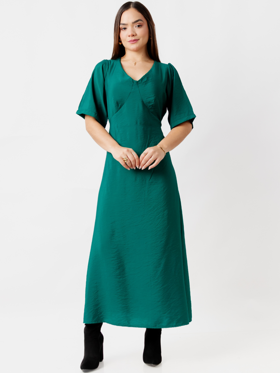 VESTIDO CASUAL LARGO BRIGITTE VERDE