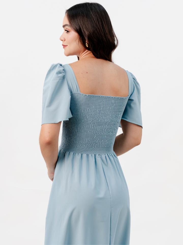 VESTIDO CASUAL LARGO LUCRECIA CEMENTO