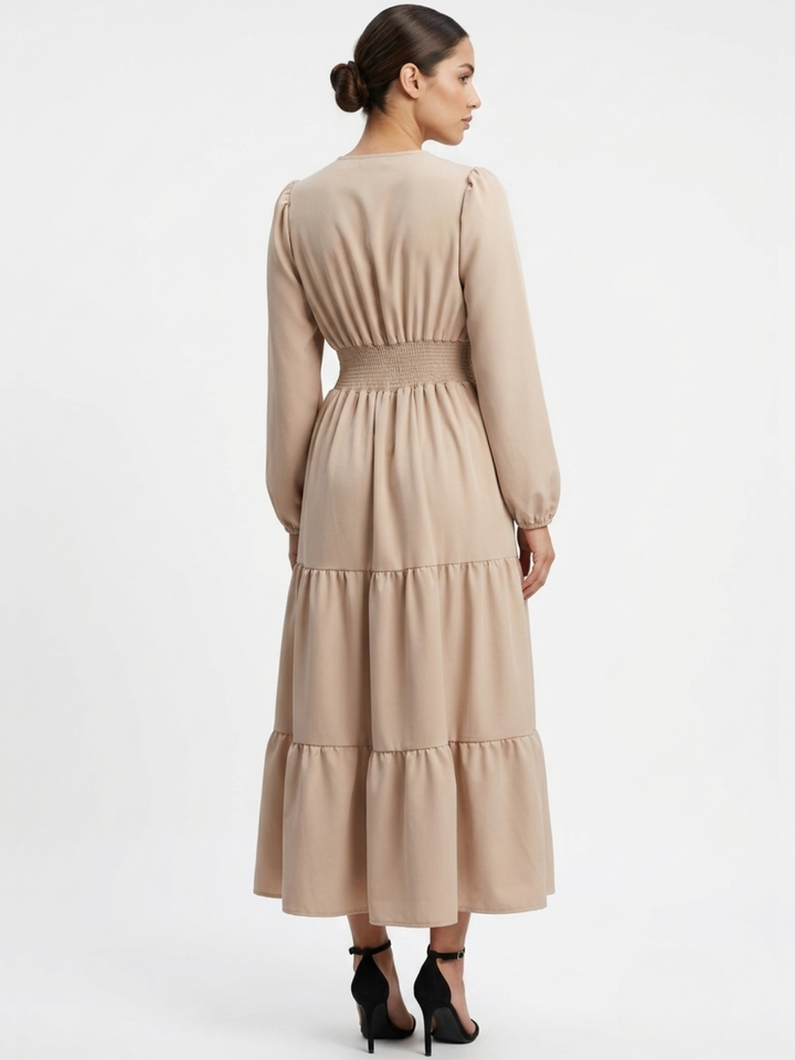 VESTIDO CASUAL CON FALDA EN TIEMPOS MEILYN NUDE