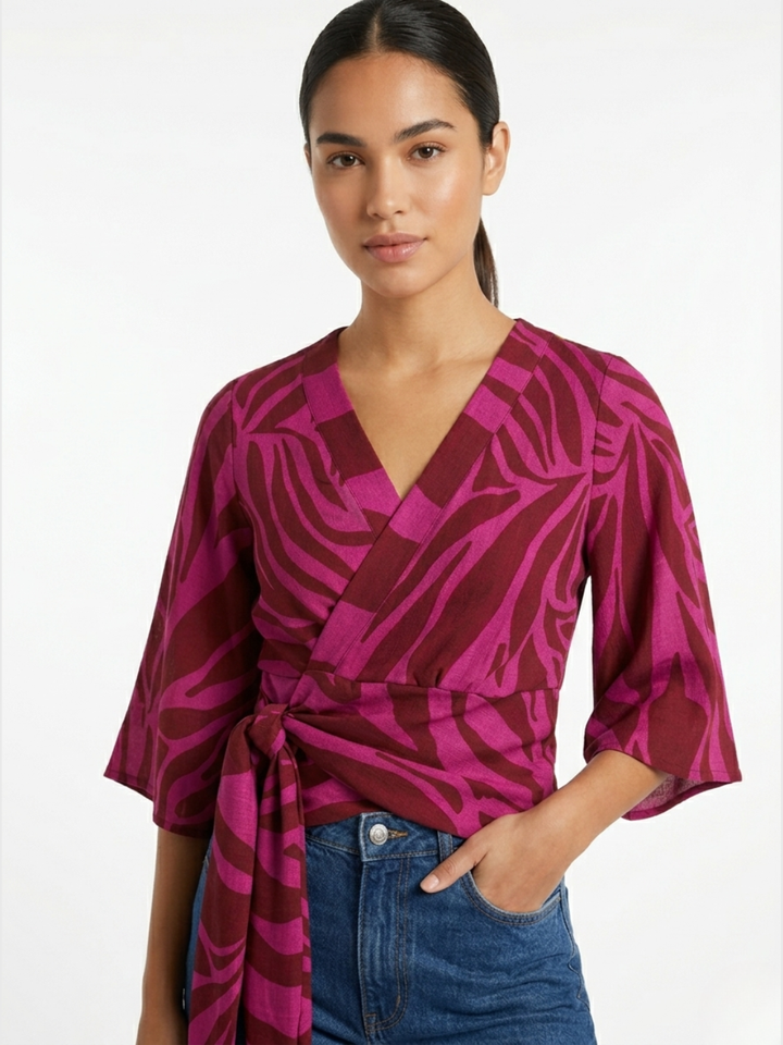 BLUSA ENVOLVENTE GERALDINE FUCSIA