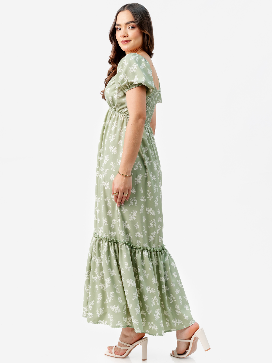 VESTIDO CASUAL LARGO CON BOBO SORAYA VERDE