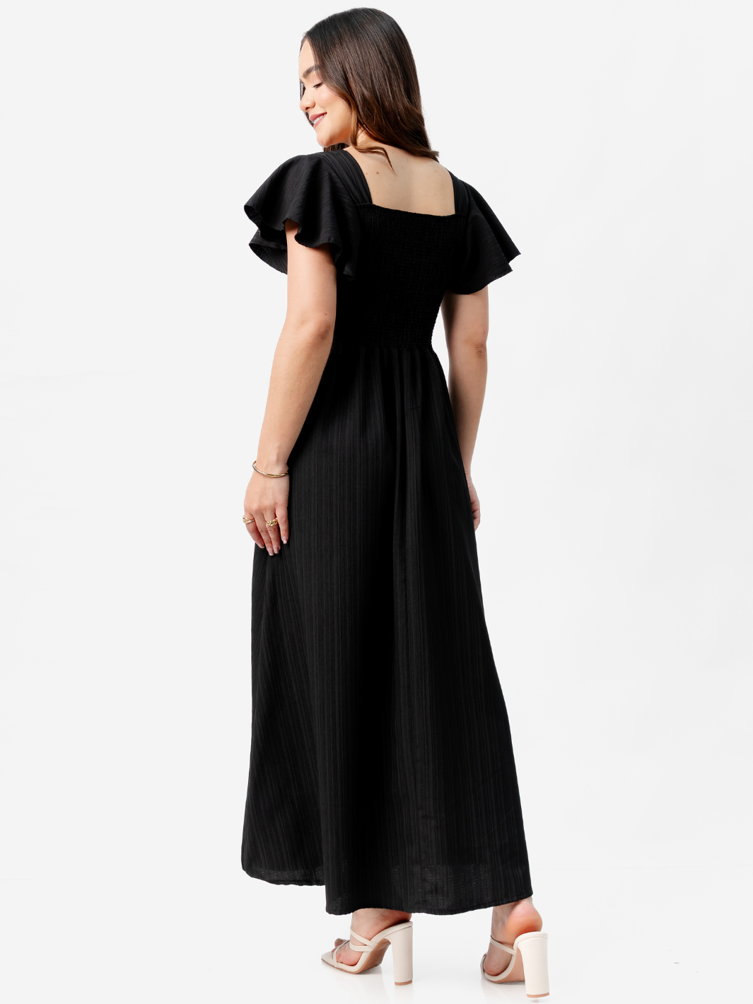 VESTIDO LARGO CORTE A BRENDA NEGRO