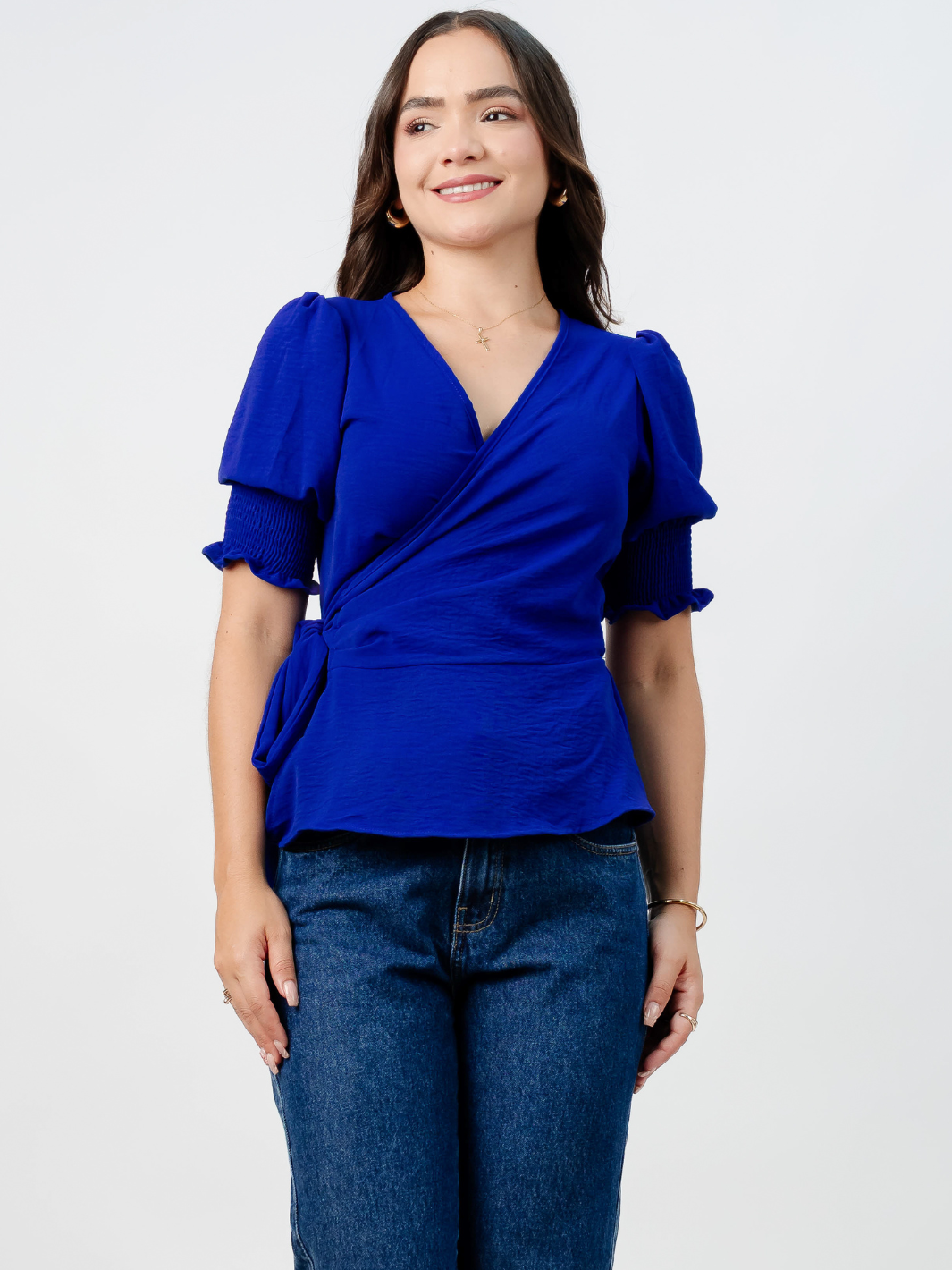 BLUSA PEPLUM ENVOLVENTE JACKIE AZULINO