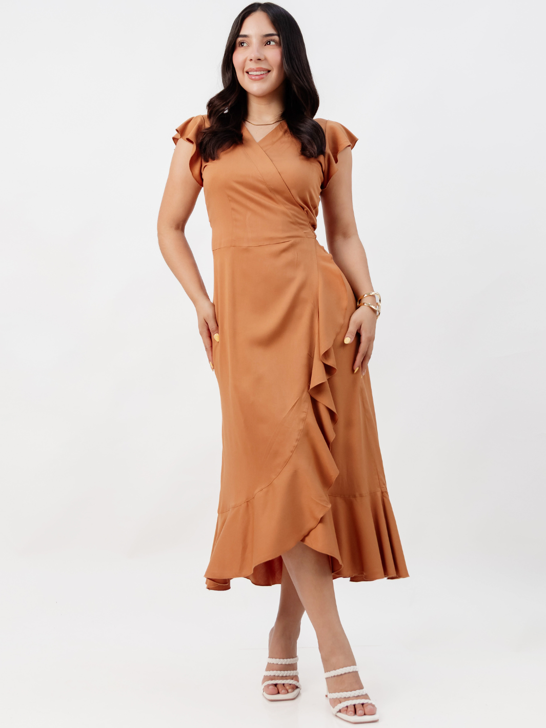 VESTIDO ENVOLVENTE MICAELA CAMEL