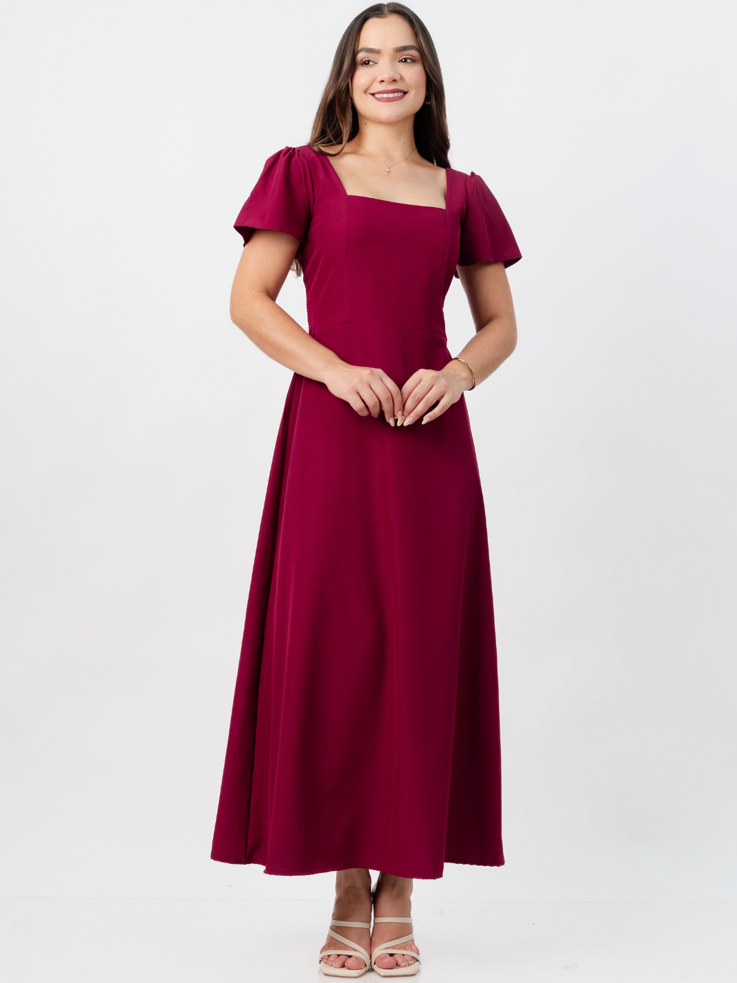 VESTIDO CASUAL LARGO AMELIA VINO