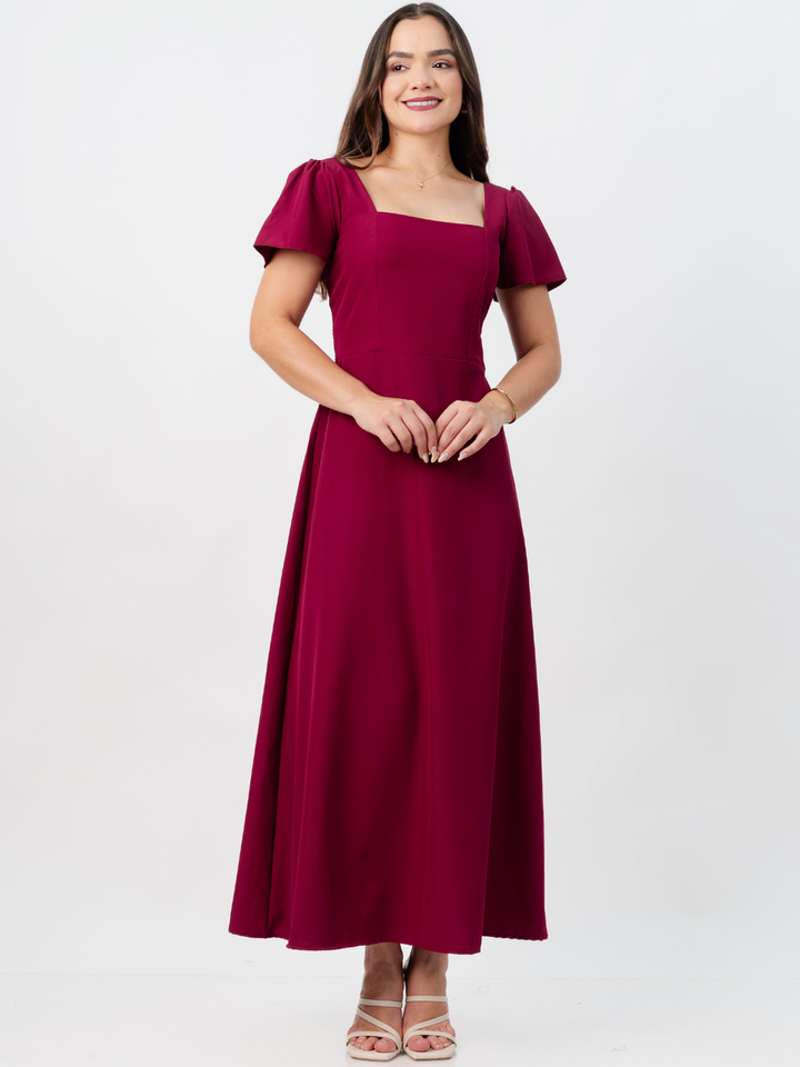 VESTIDO CASUAL LARGO AMELIA VINO
