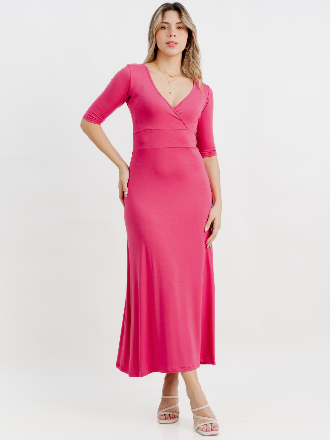 VESTIDO CON MANGA 3/4 LARA GRANATE