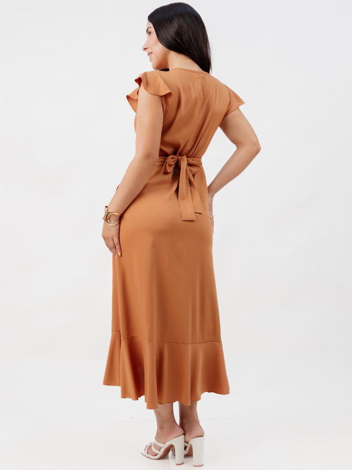 VESTIDO ENVOLVENTE MICAELA CAMEL