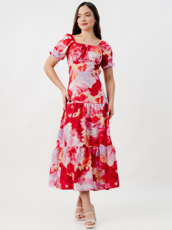 VESTIDO CASUAL LARGO TATIANA ROJO