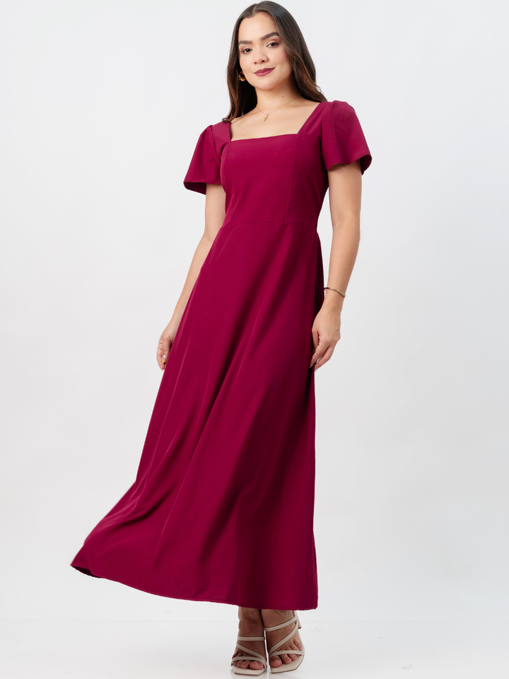 VESTIDO CASUAL LARGO AMELIA VINO