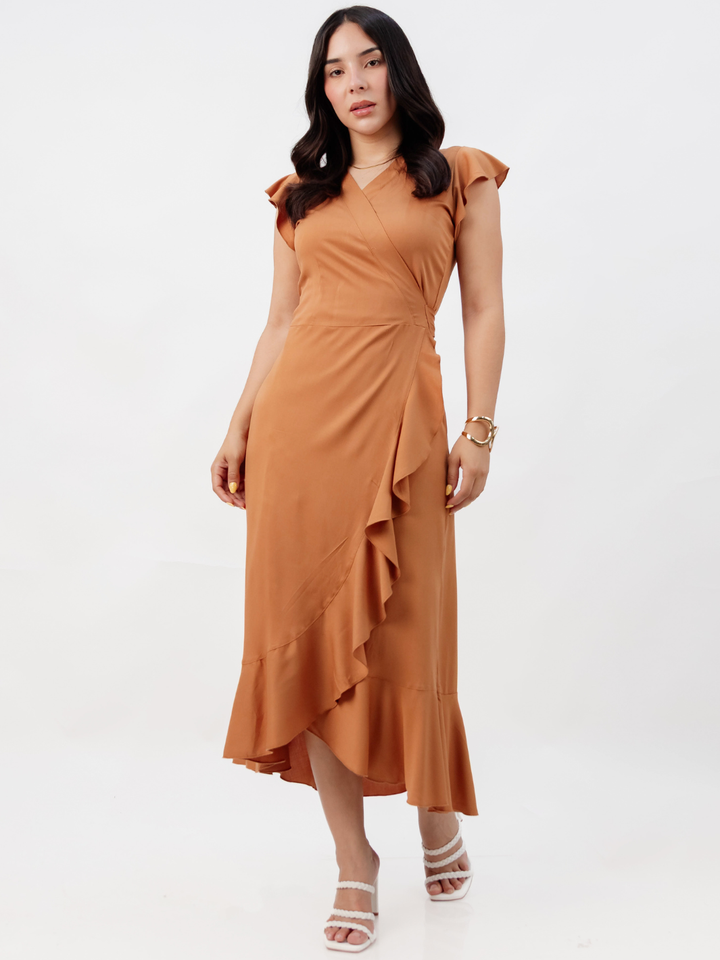 VESTIDO ENVOLVENTE MICAELA CAMEL