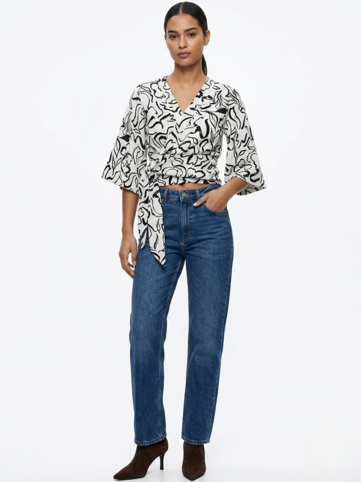 BLUSA ENVOLVENTE GERALDINE PERLA / NEGRO