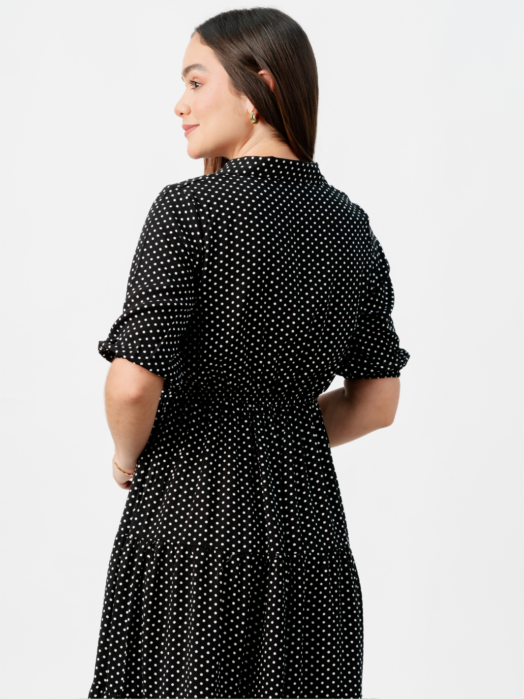 VESTIDO CAMISERO CON FALDA EN TIEMPOS ZAMIRA NEGRO