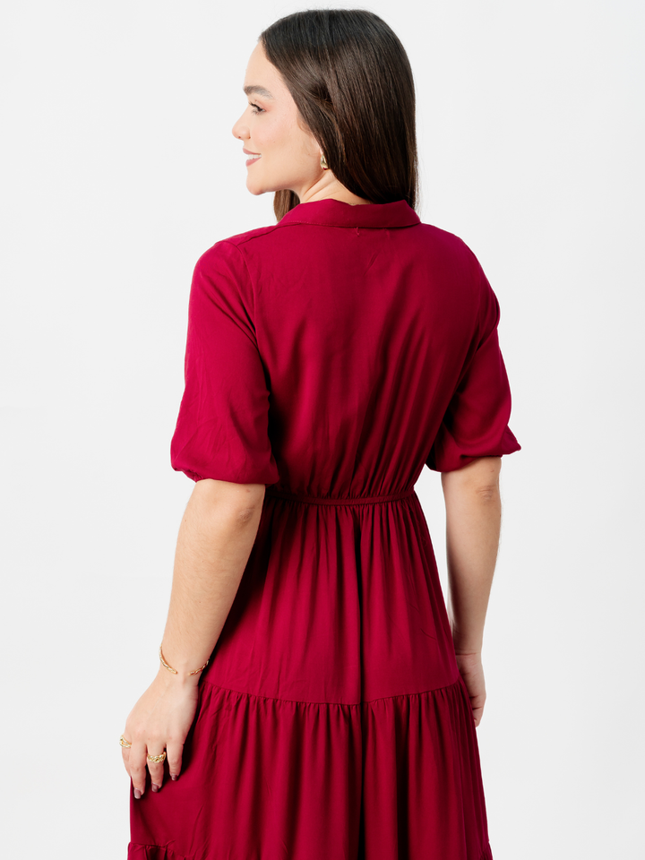 VESTIDO CAMISERO CON FALDA EN TIEMPOS ZAMIRA VINO